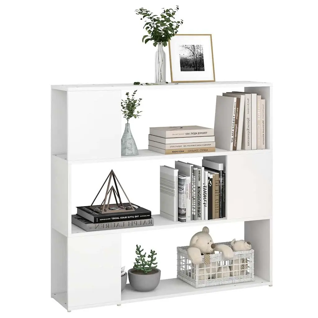White Room Divider Bookshelf with 3 Compartments