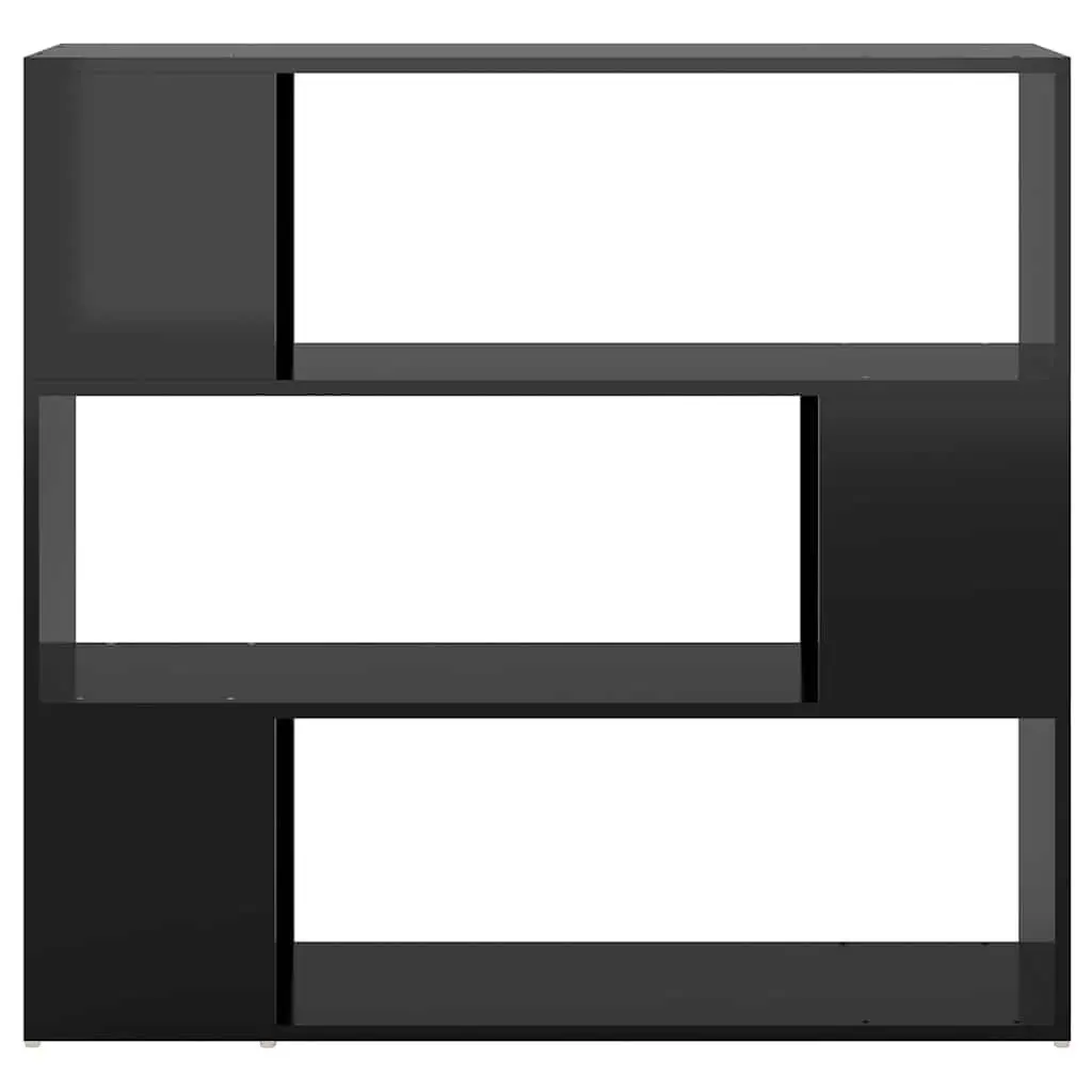 High Gloss Black Book Cabinet Room Divider with Ample Storage