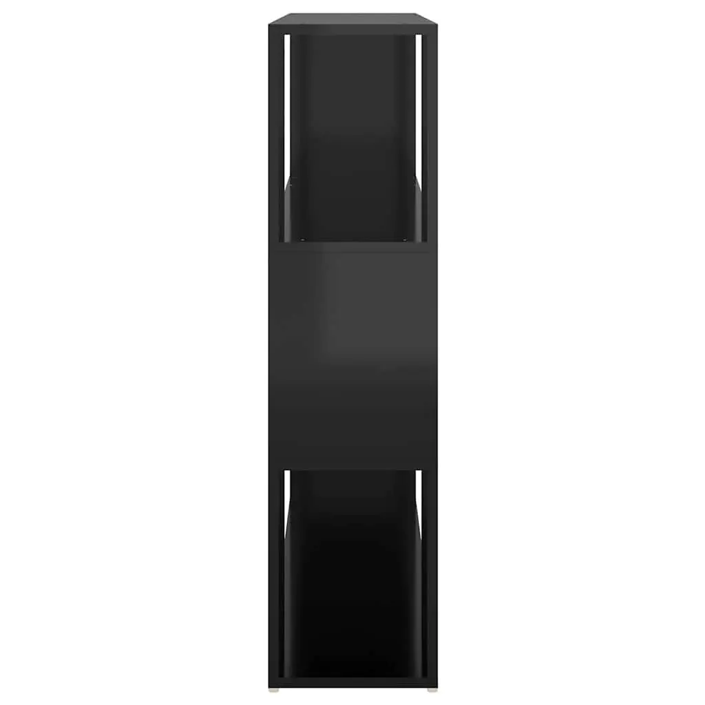 High Gloss Black Book Cabinet Room Divider with Ample Storage