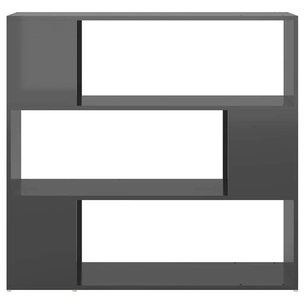 High Gloss Grey Book Cabinet Room Divider with 3 Compartments