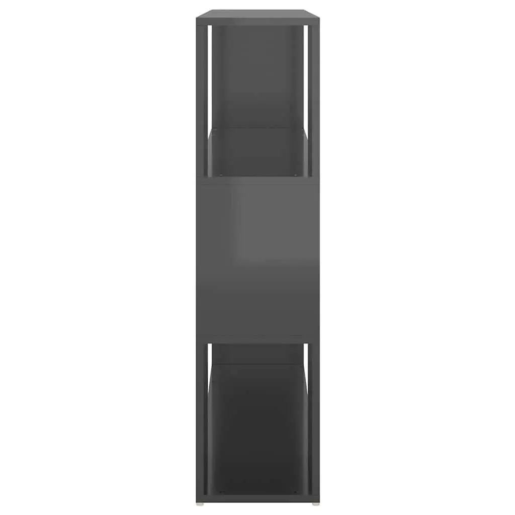 High Gloss Grey Book Cabinet Room Divider with 3 Compartments
