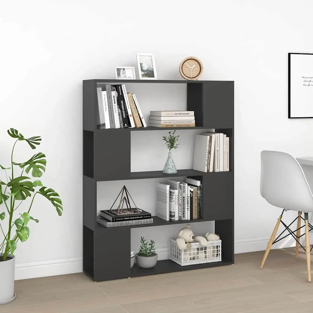 Grey Book Cabinet Room Divider with 4 Compartments