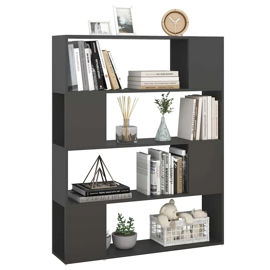 Grey Book Cabinet Room Divider with 4 Compartments