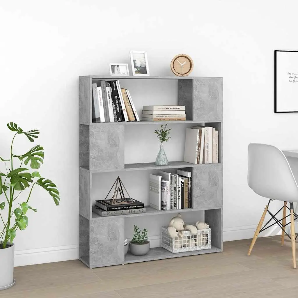 Grey Book Cabinet Room Divider with 4 Compartments
