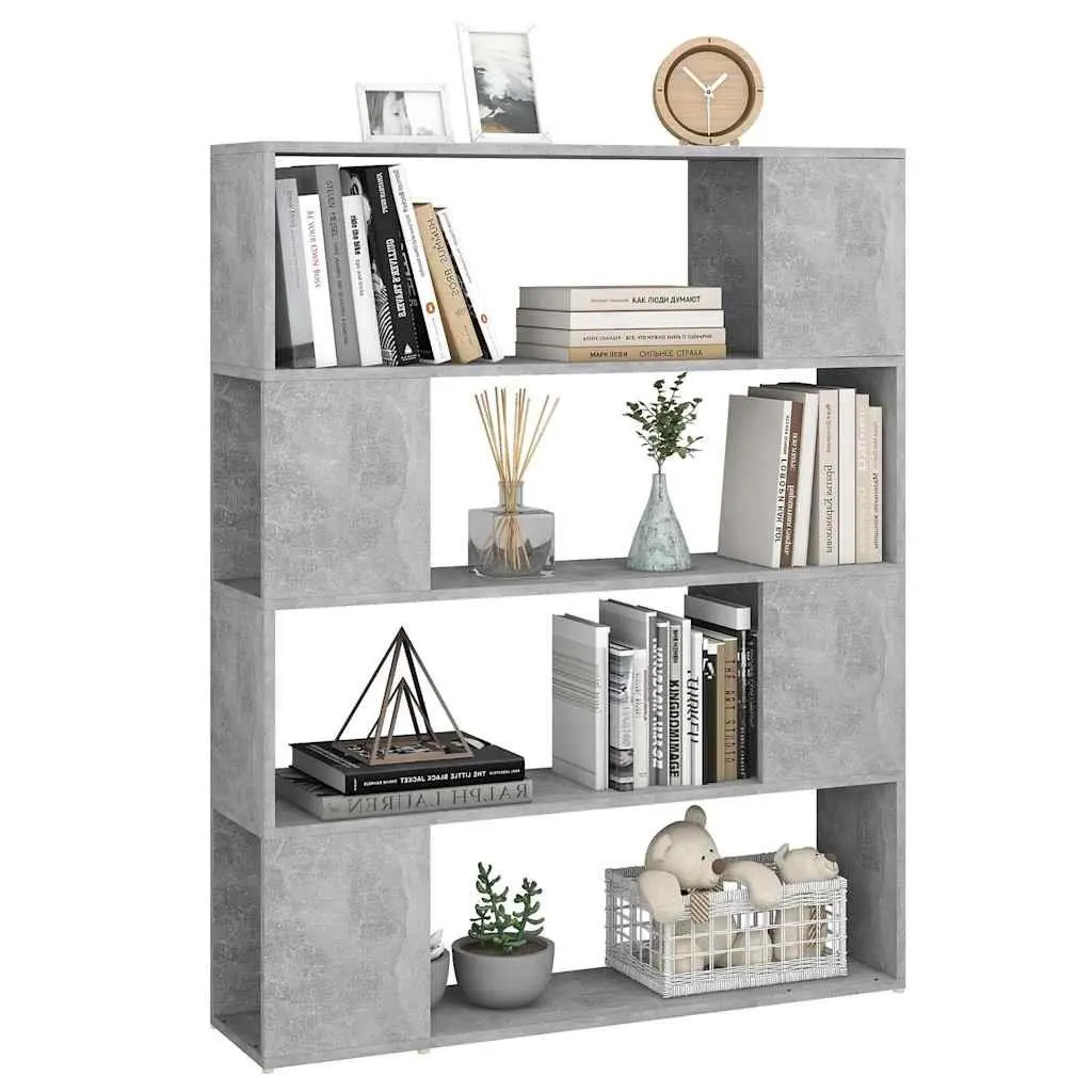 Grey Book Cabinet Room Divider with 4 Compartments
