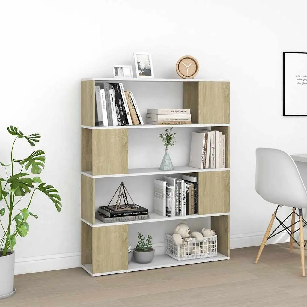 Book Cabinet Room Divider with 4 Spacious Compartments