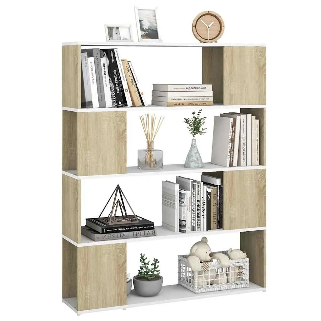 Book Cabinet Room Divider with 4 Spacious Compartments