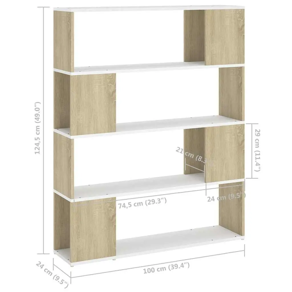 Book Cabinet Room Divider with 4 Spacious Compartments