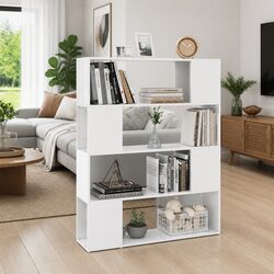 High Gloss White Book Cabinet Room Divider with 4 Compartments