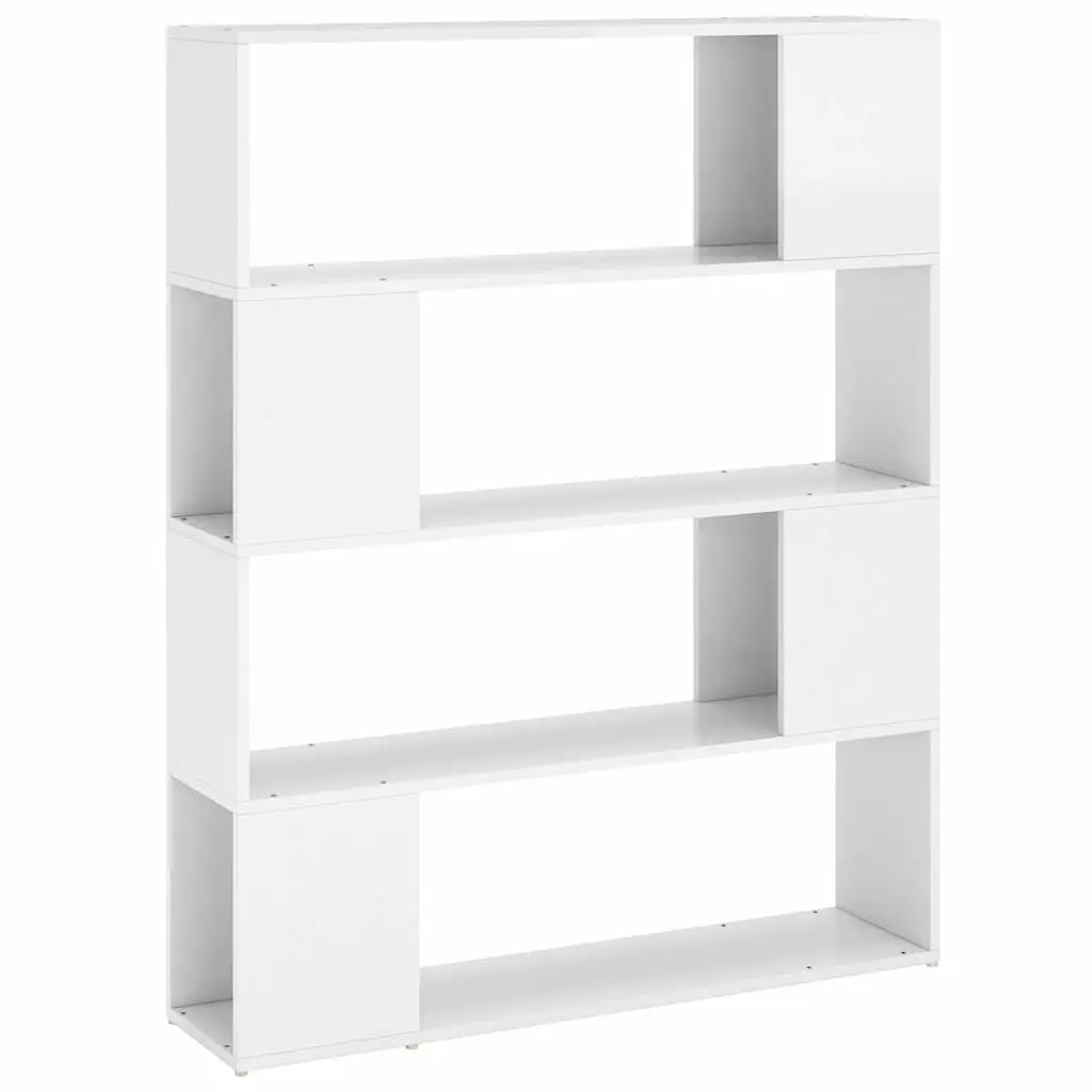 High Gloss White Book Cabinet Room Divider with 4 Compartments