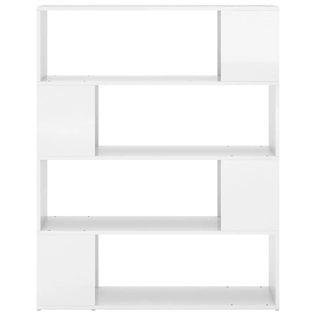 High Gloss White Book Cabinet Room Divider with 4 Compartments