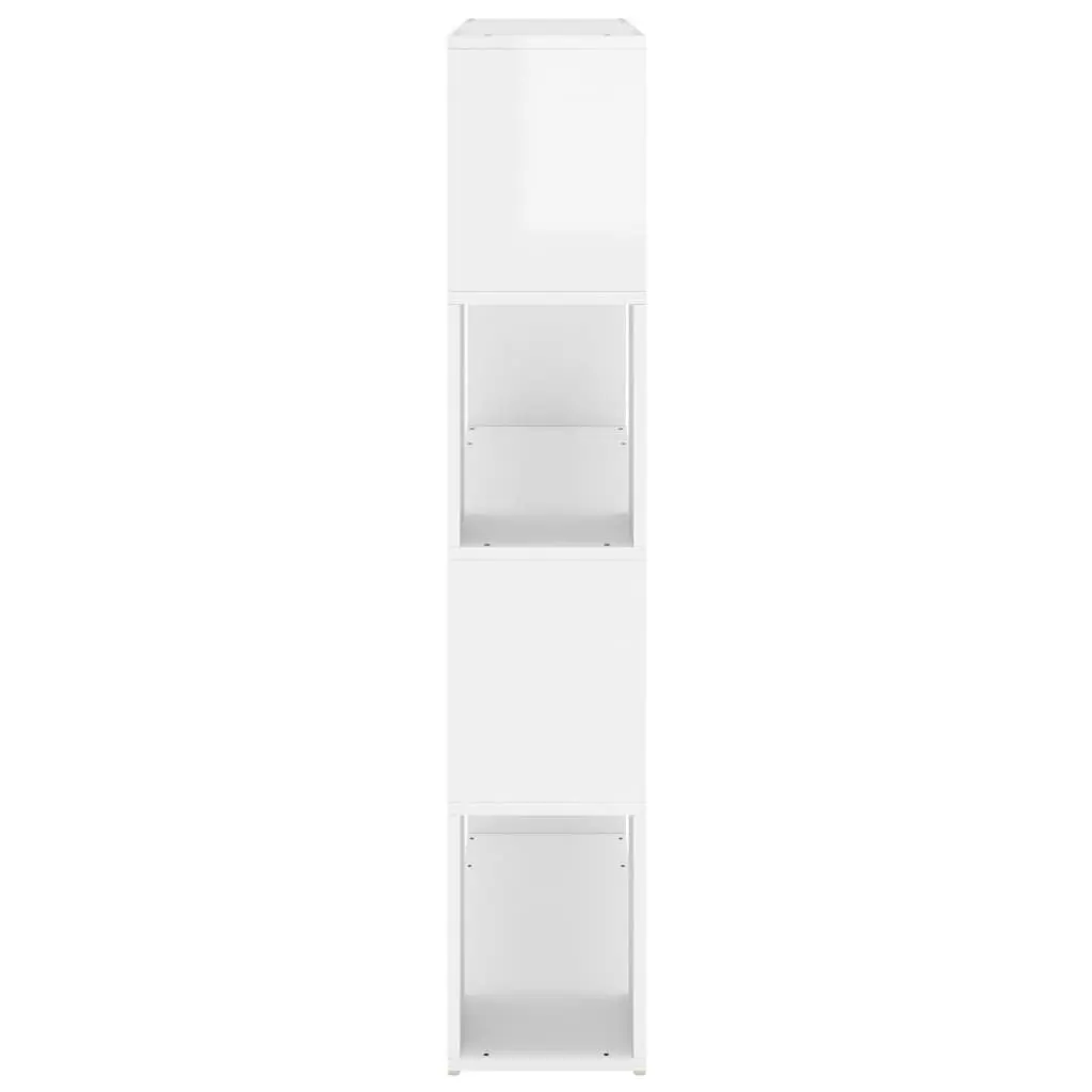High Gloss White Book Cabinet Room Divider with 4 Compartments