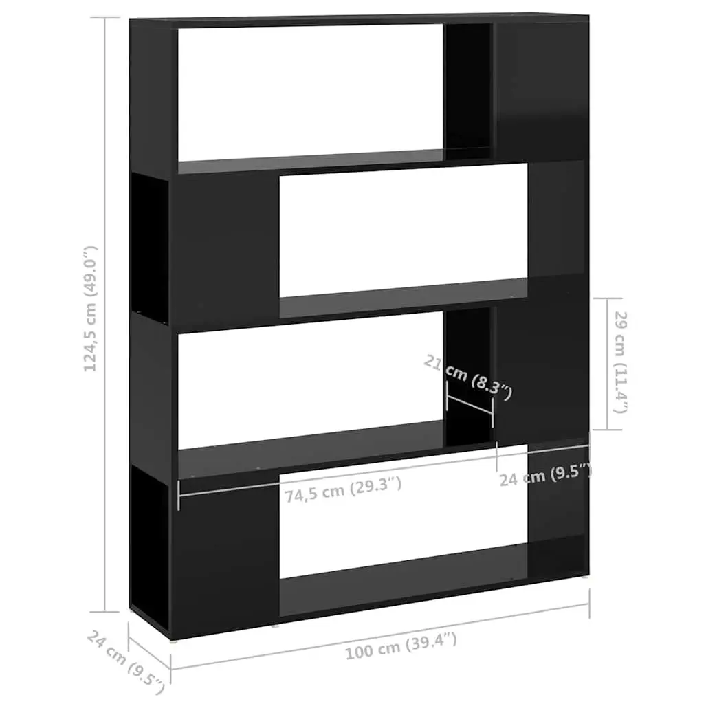 High Gloss Black Book Cabinet and Room Divider