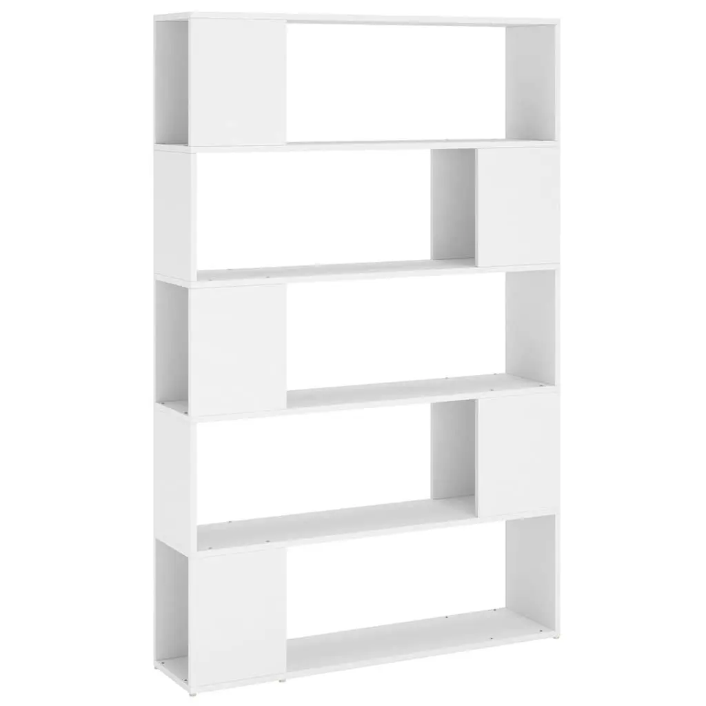 Bookcase Engineered Wood 100 x 24 x 155 cm White 5 Compartments Storage Shelf