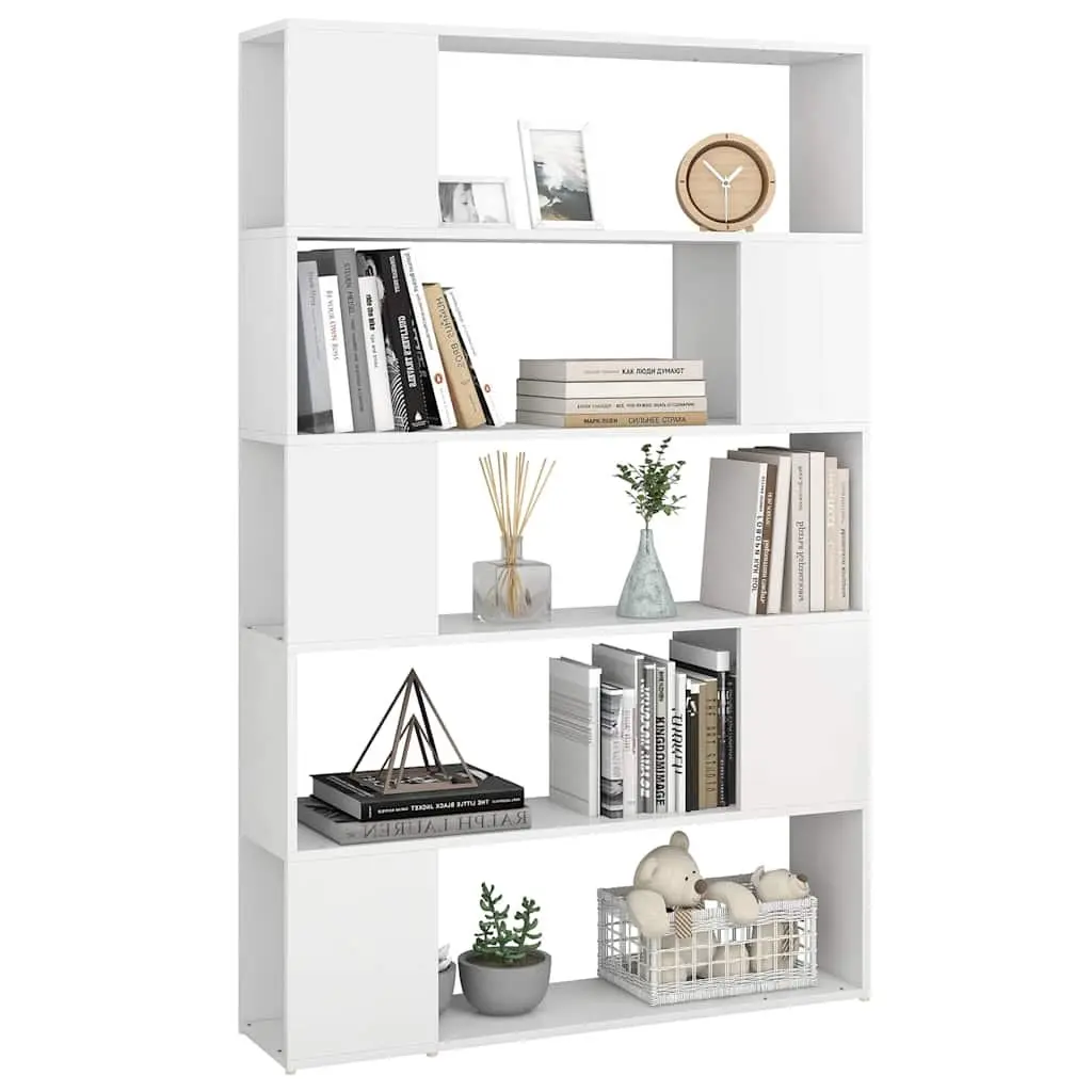 Bookcase Engineered Wood 100 x 24 x 155 cm White 5 Compartments Storage Shelf