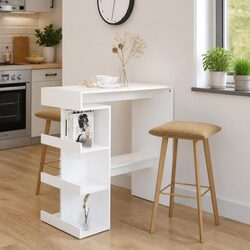 Durable White Bar Table with Storage Racks for Modern Kitchens