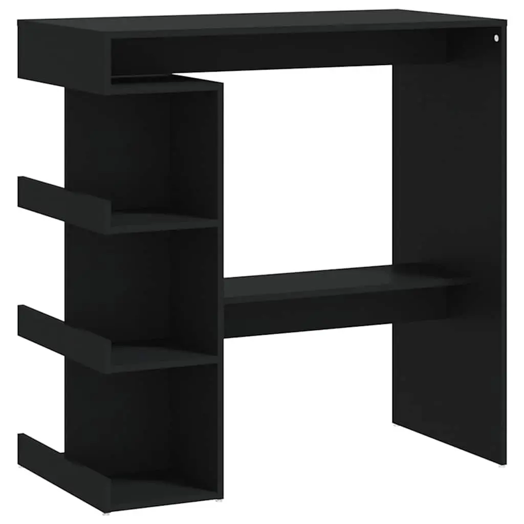 Black Bar Table with Integrated Storage Racks