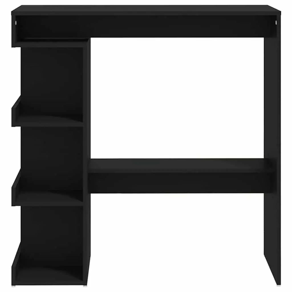Black Bar Table with Integrated Storage Racks