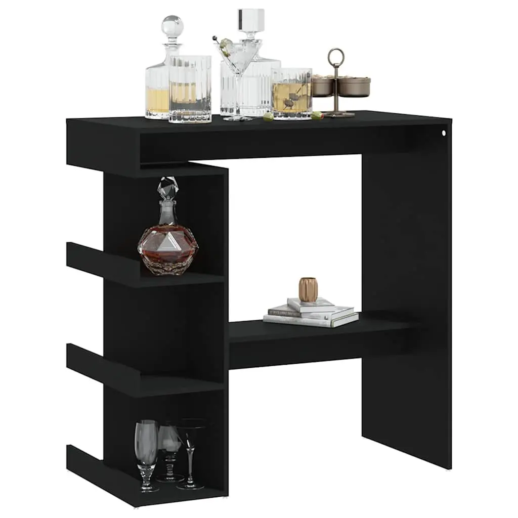 Black Bar Table with Integrated Storage Racks
