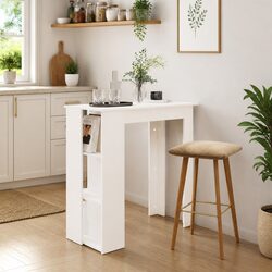 Stylish White Bar Table with Practical Storage Shelves