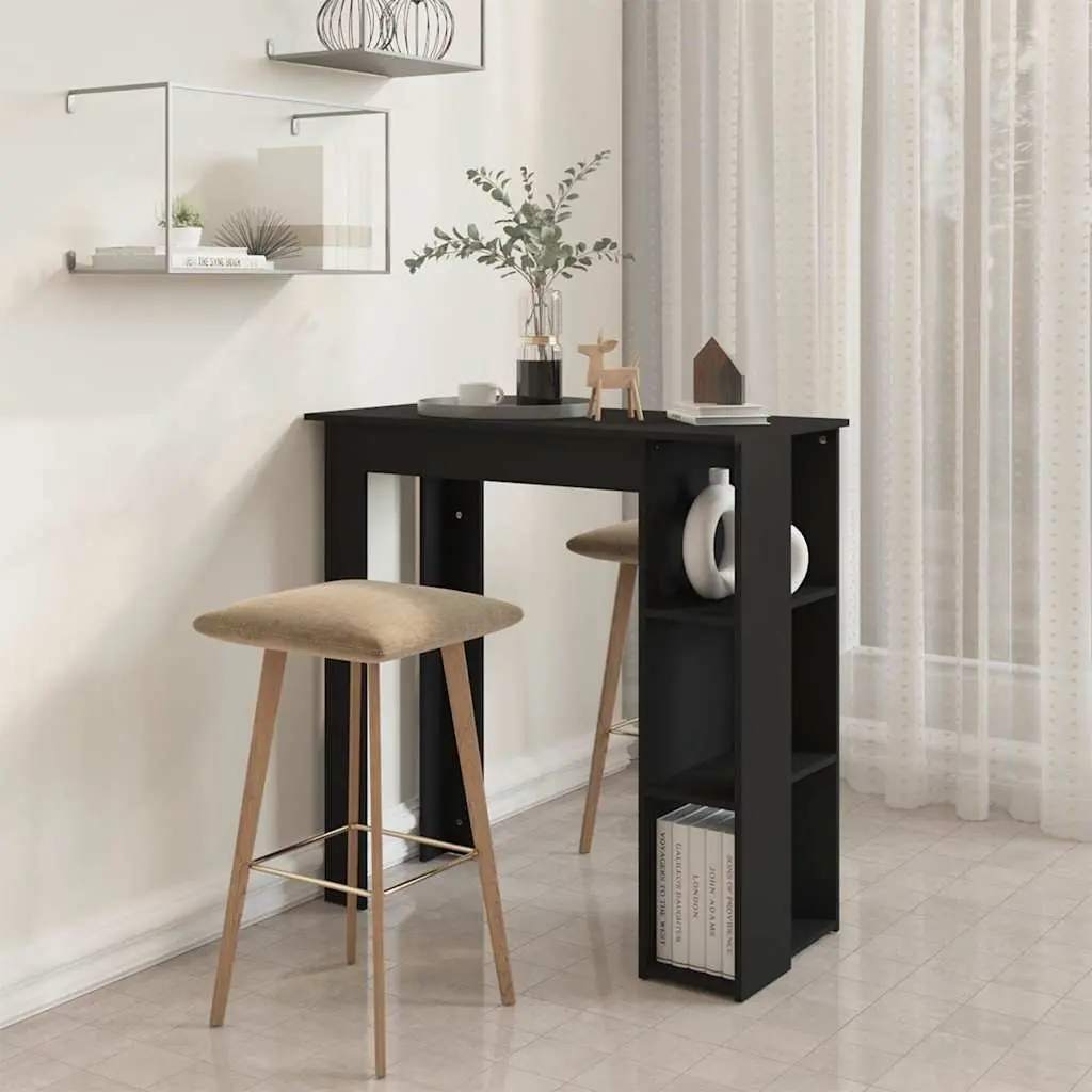 Black Bar Table with Storage for Kitchen