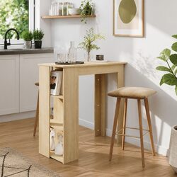 Compact Brown Bar Table with Shelving for Modern Spaces