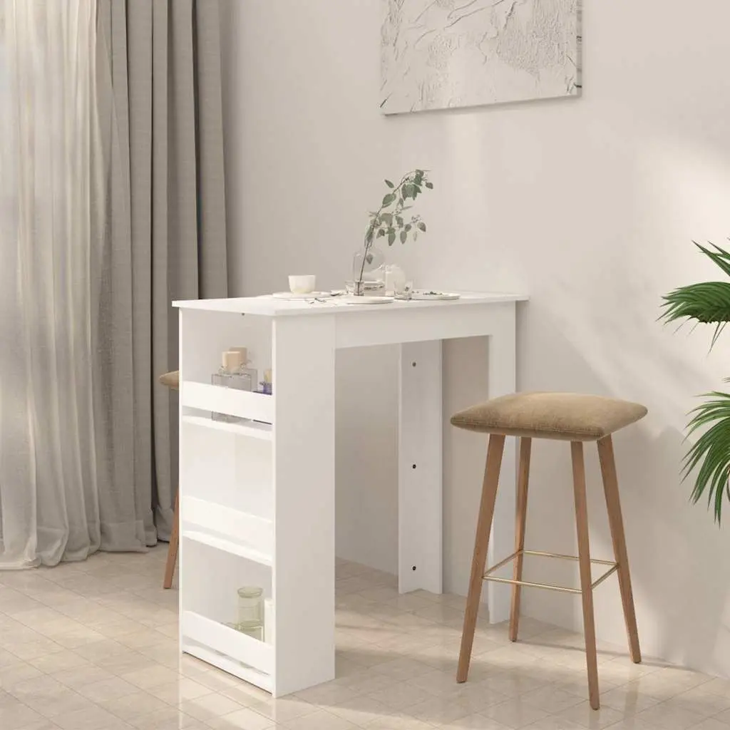 White Bar Table for Dining and Storage
