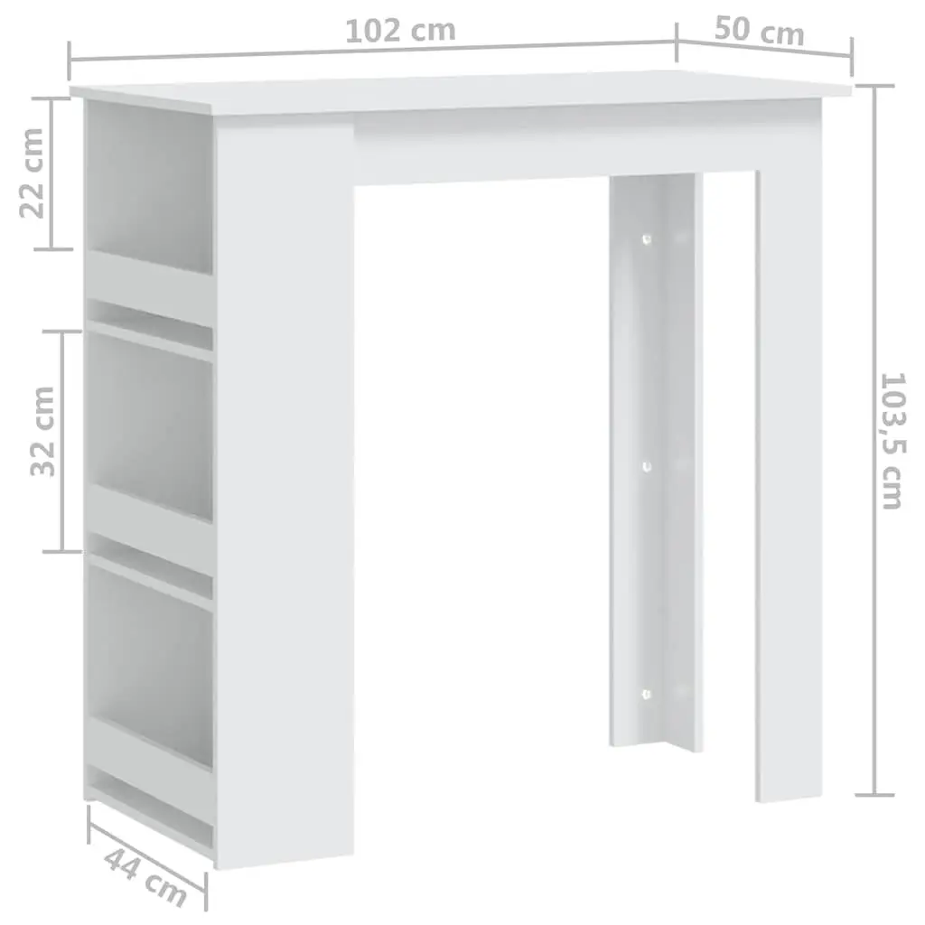White Bar Table for Dining and Storage