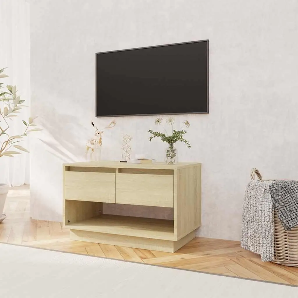 Beige Engineered Wood TV Cabinet with Drawers