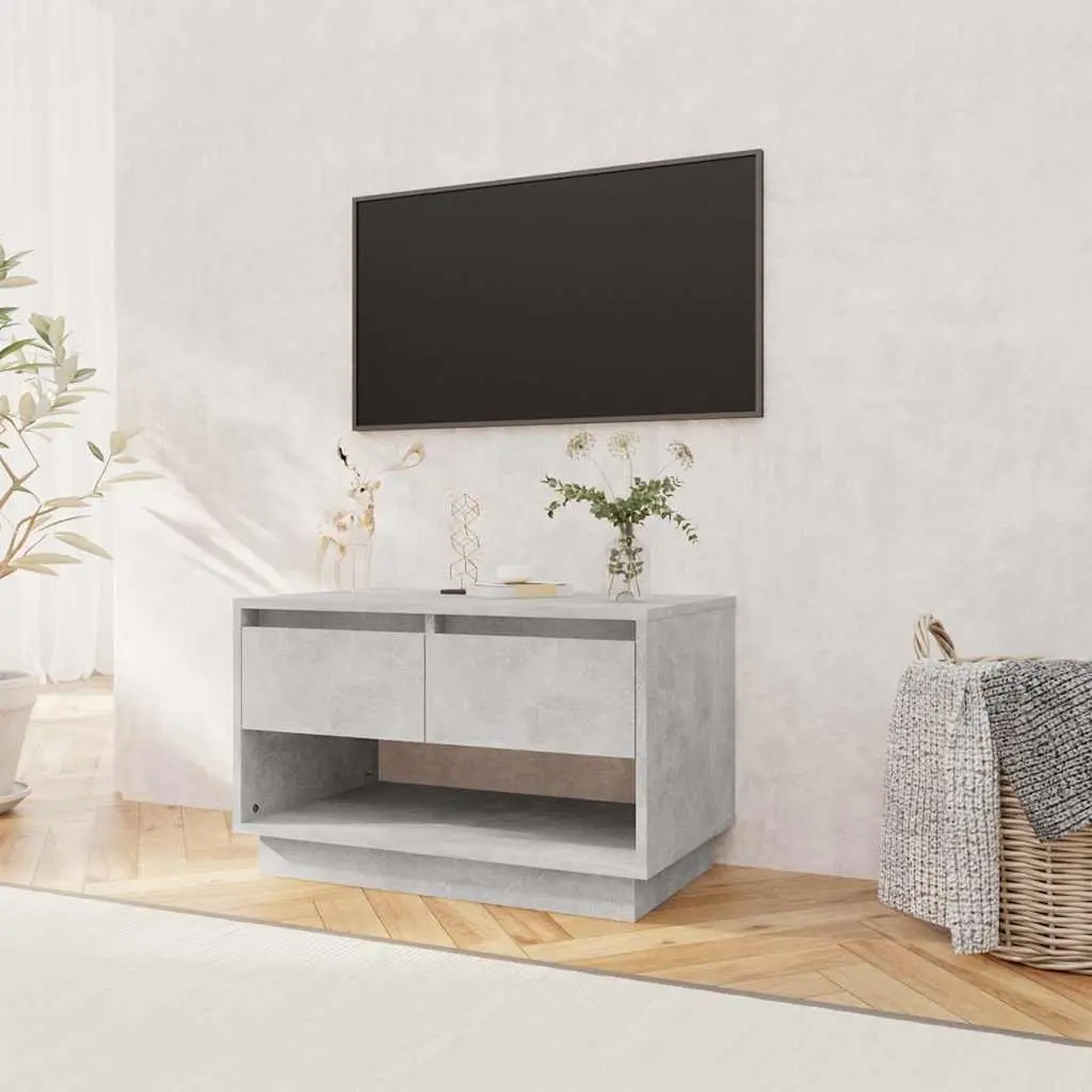 Concrete Grey TV Cabinet with 2 Drawers