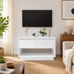 Stylish White High Gloss TV Cabinet with Drawers