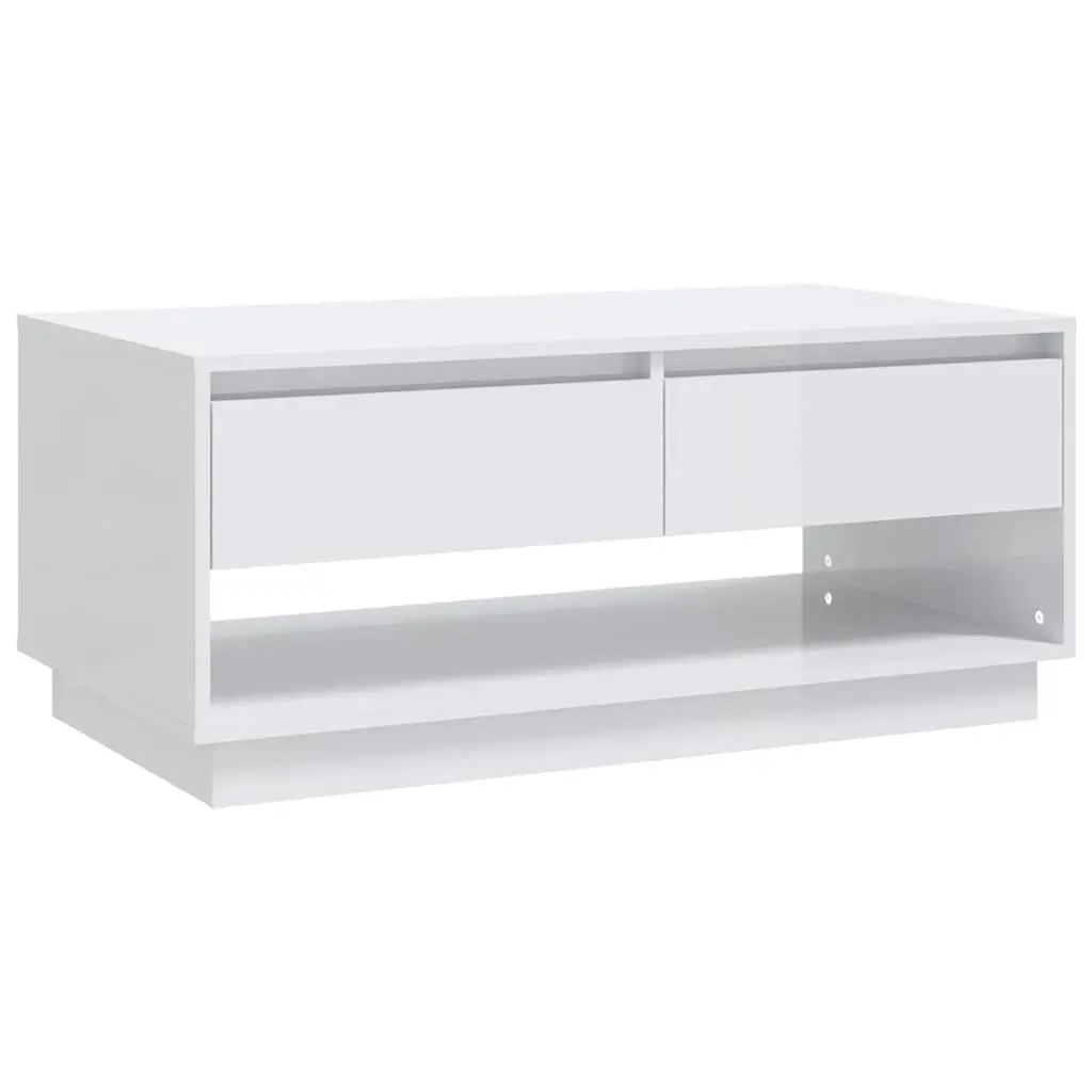 White Coffee Table with Storage Drawers