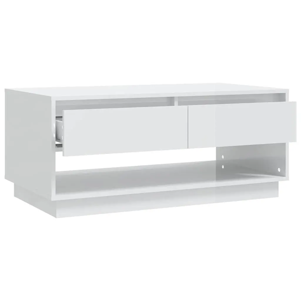 White Coffee Table with Storage Drawers