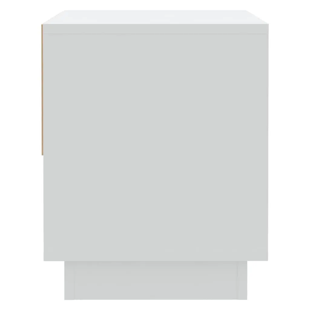 White Engineered Wood Bedside Cabinet with Drawer