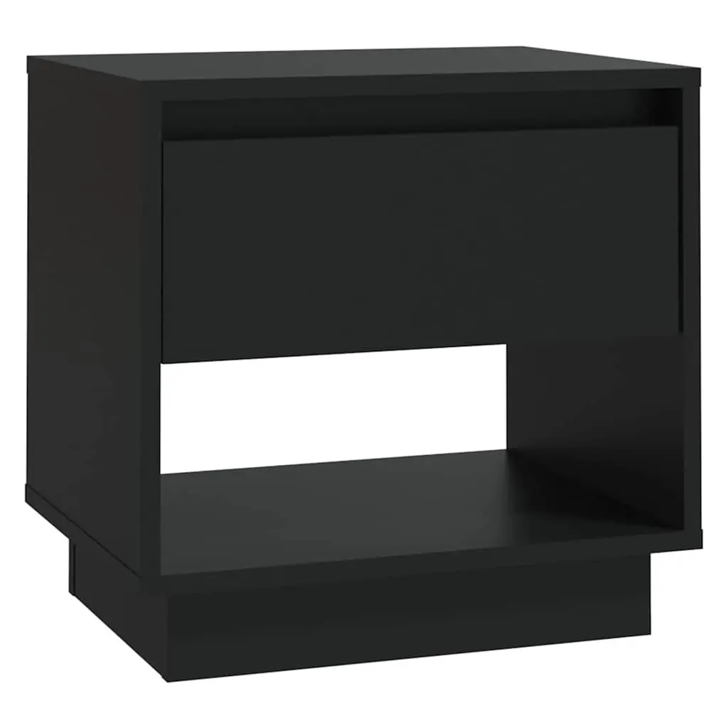 Bedside Cabinets 2 pcs Black Storage Nightstand Drawer Open Compartment 45x34x44