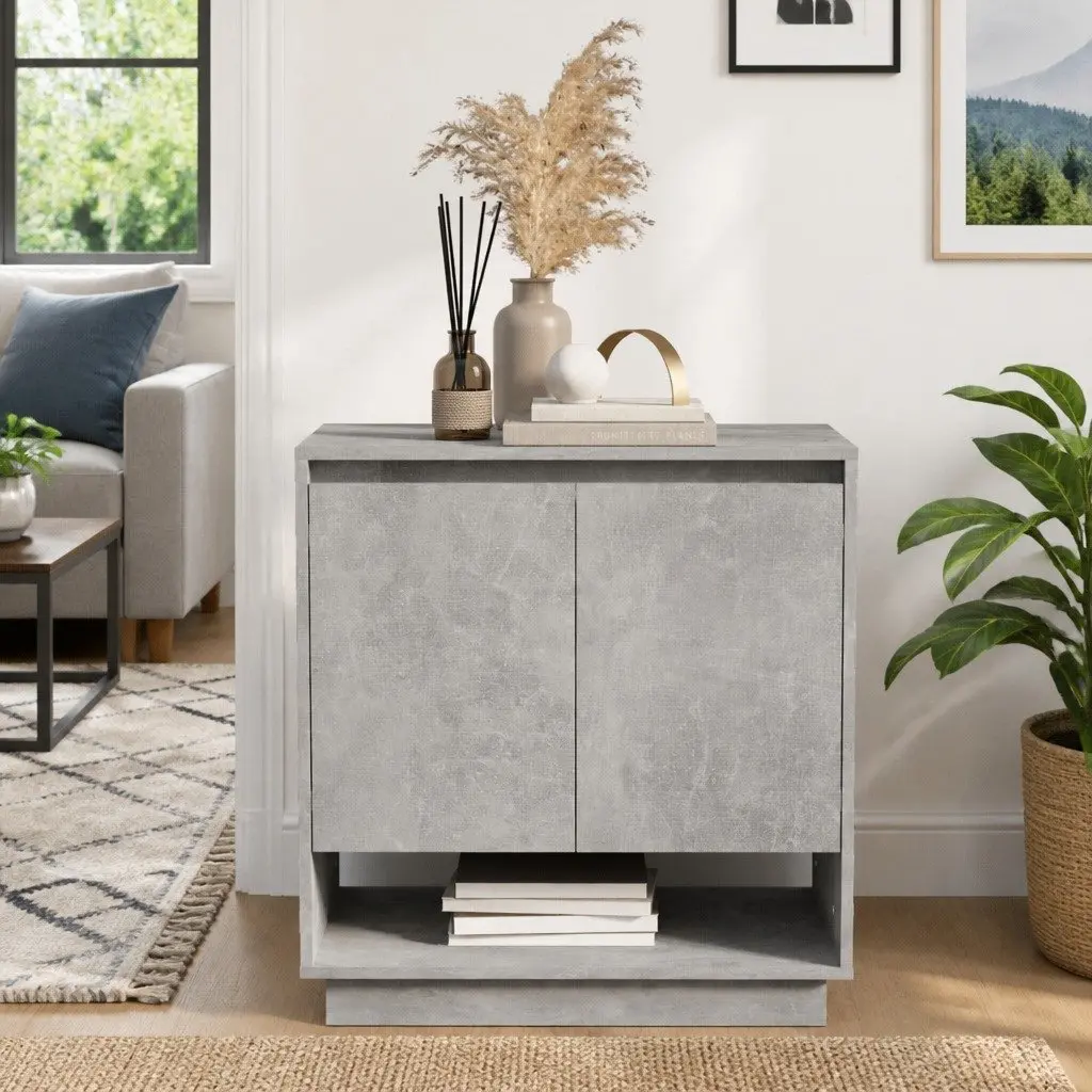 Grey Engineered Wood Sideboard Cabinet with Ample Storage