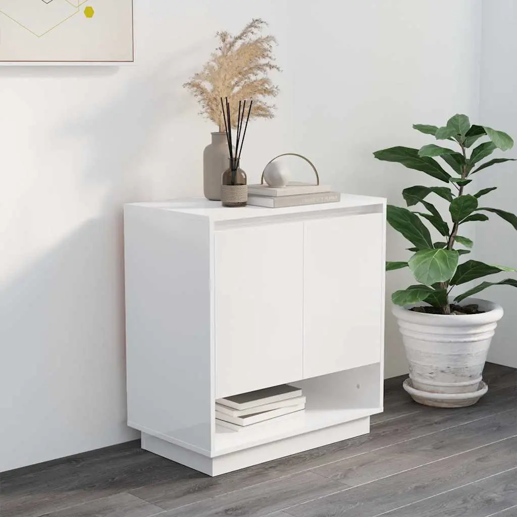 High Gloss White Minimalist Sideboard Storage Cabinet