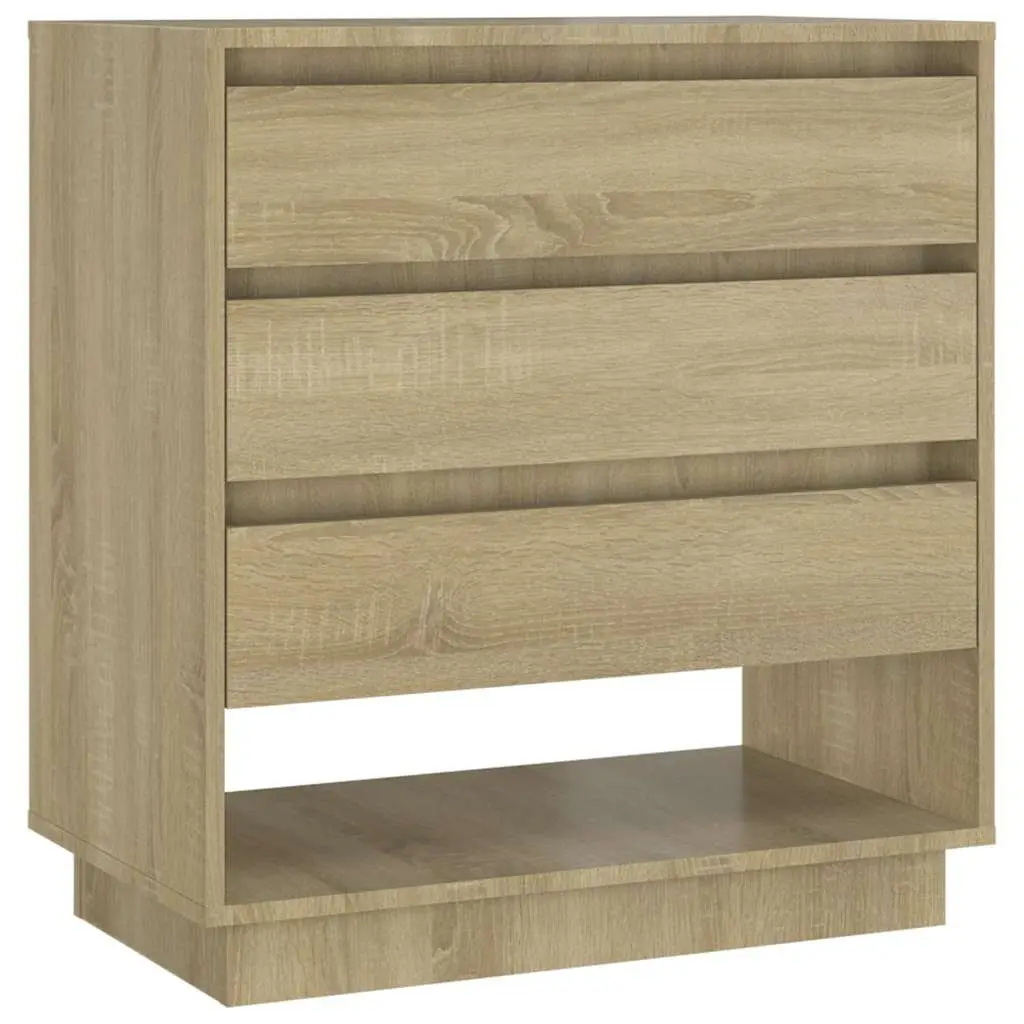 Brown Engineered Wood Sideboard Cabinet with 3 Drawers