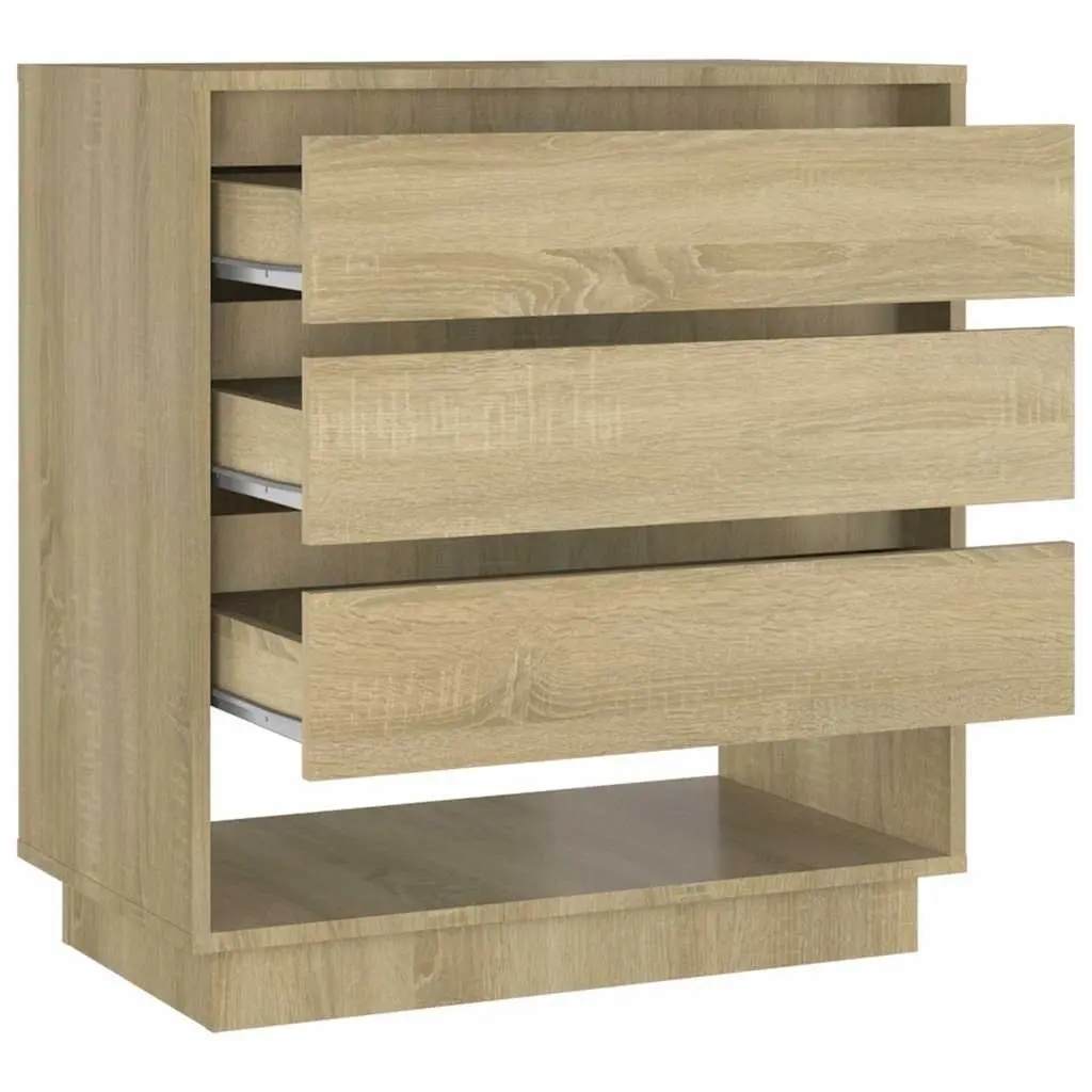 Brown Engineered Wood Sideboard Cabinet with 3 Drawers