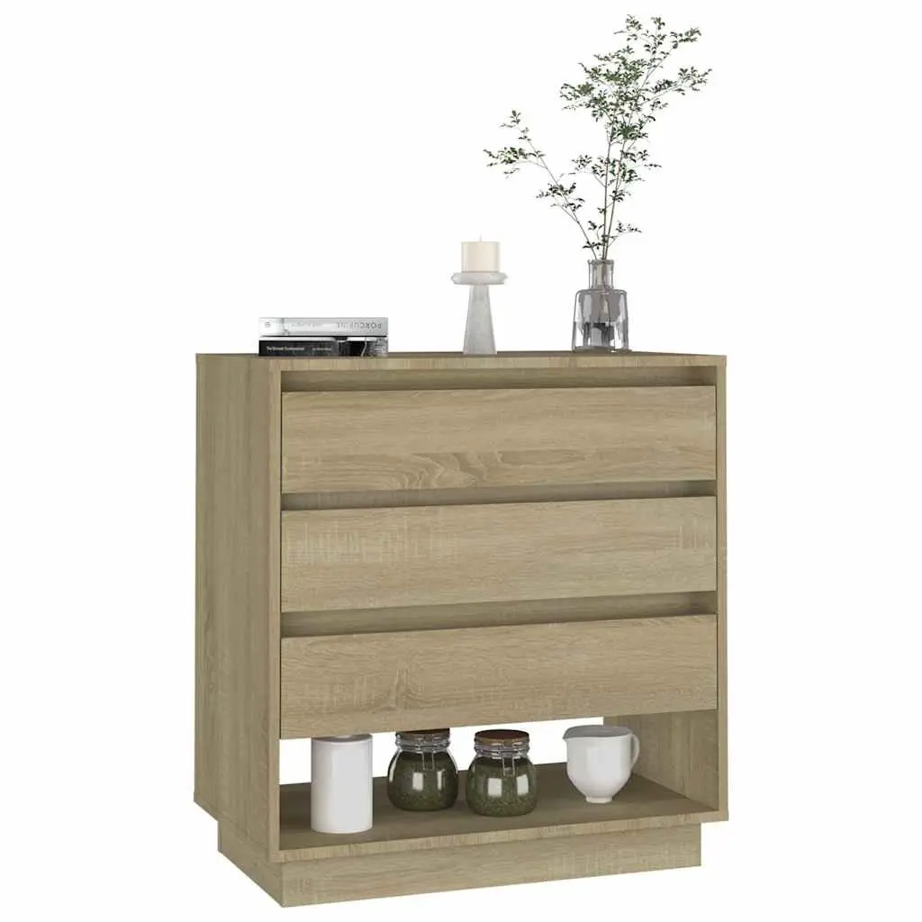 Brown Engineered Wood Sideboard Cabinet with 3 Drawers