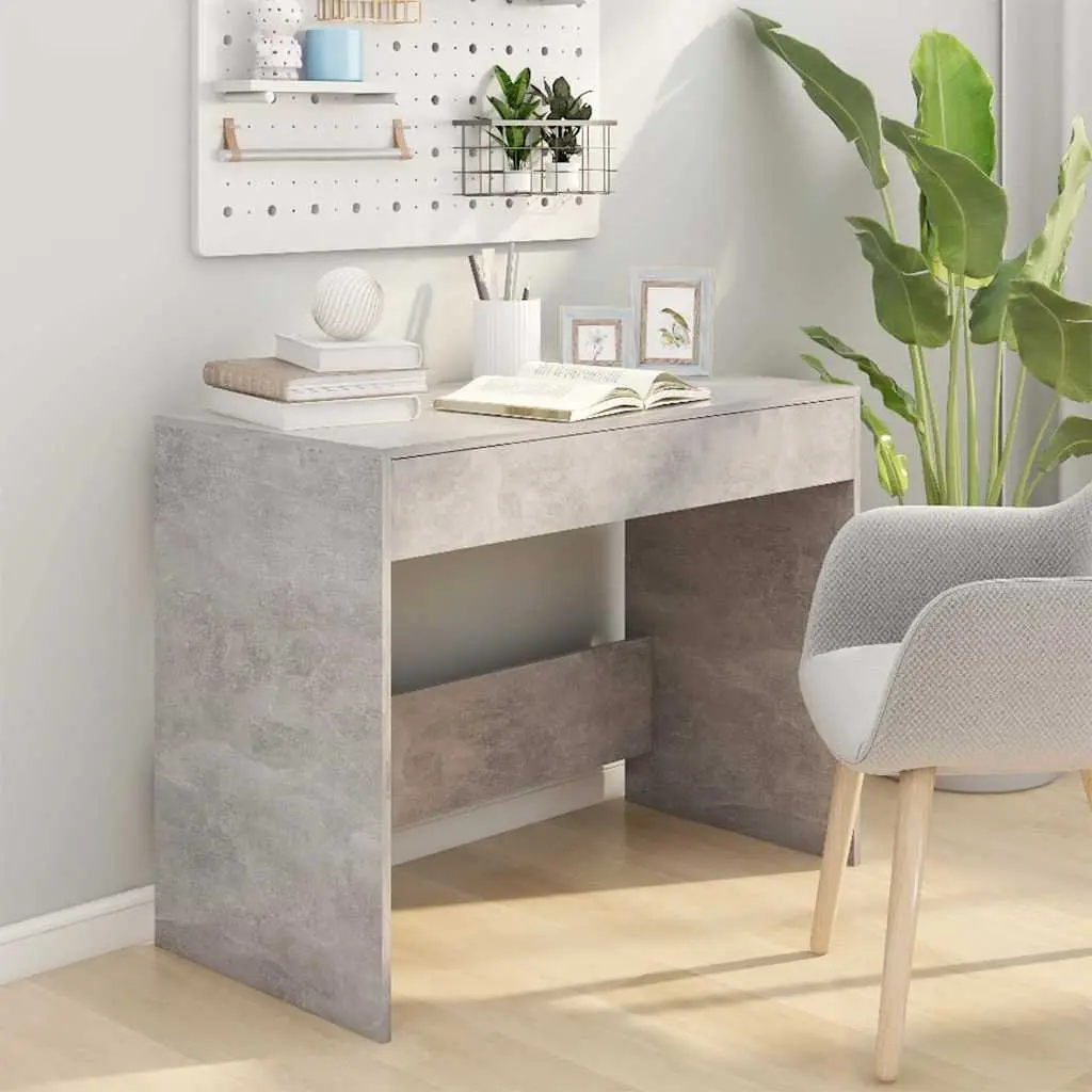 Office Desk Engineered Wood 101 x 50 x 76.5 cm Concrete Grey