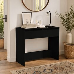 Sturdy Black Console Table with Storage Drawers
