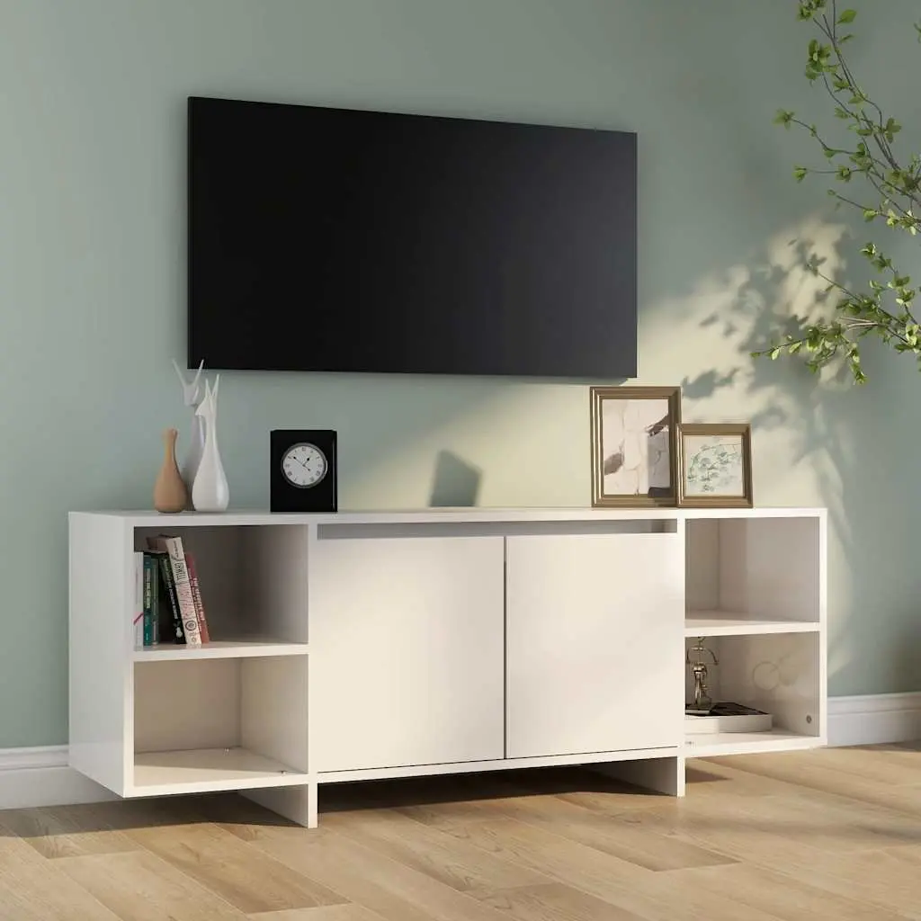TV Cabinet Engineered Wood High Gloss 130x35x50cm White