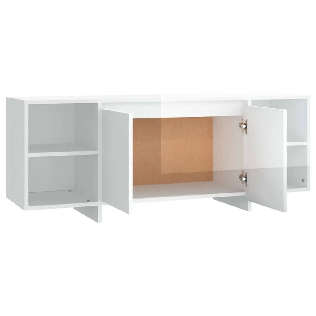 TV Cabinet Engineered Wood High Gloss 130x35x50cm White