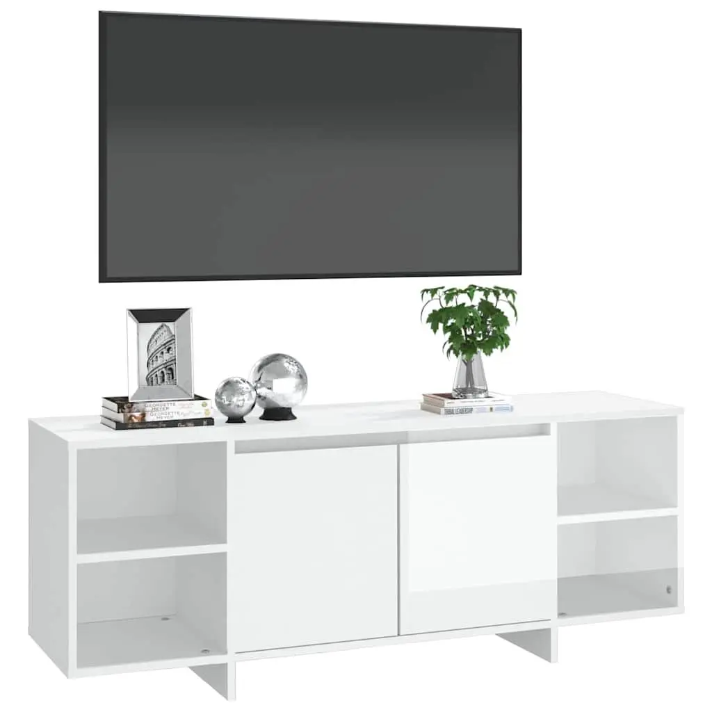 TV Cabinet Engineered Wood High Gloss 130x35x50cm White