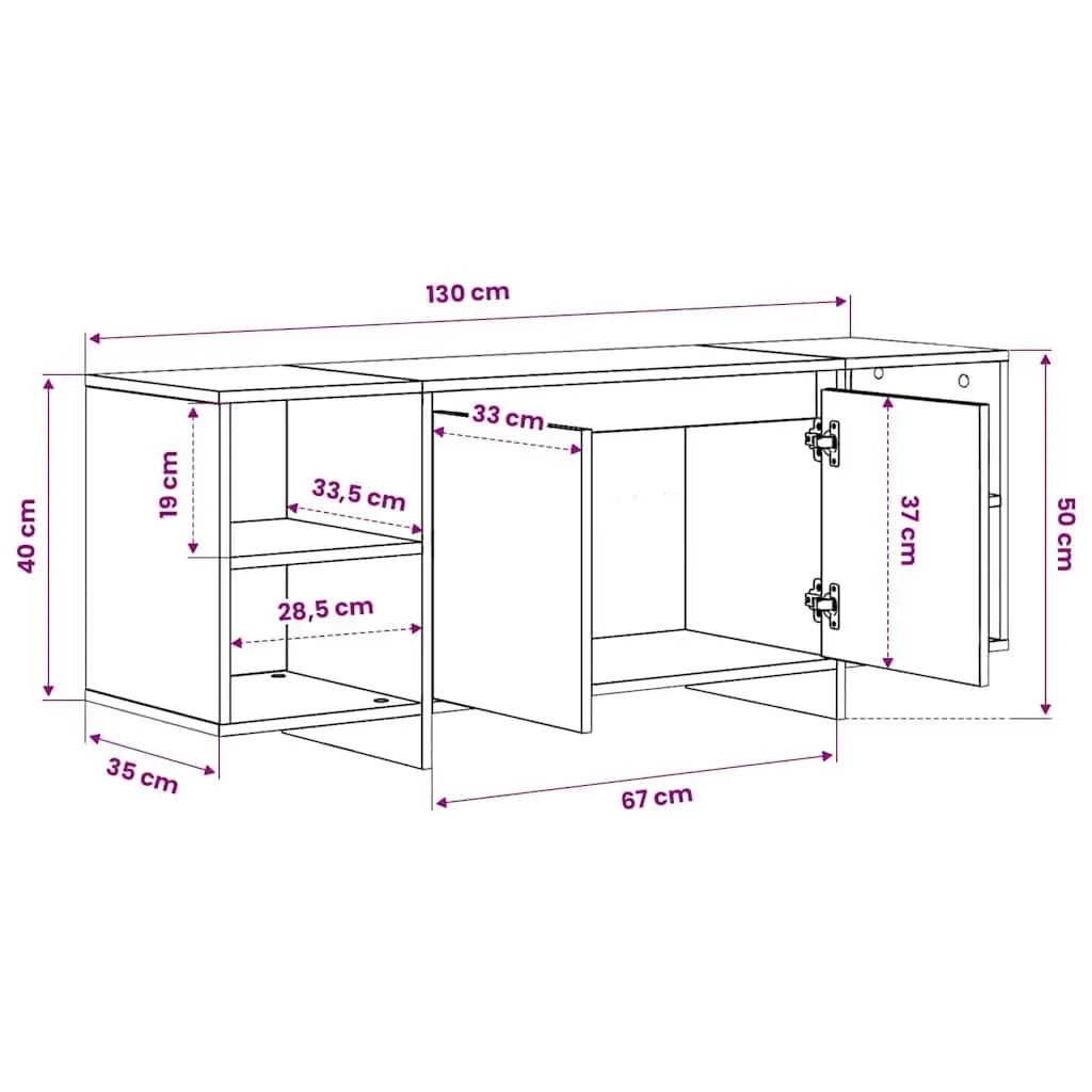 TV Cabinet Engineered Wood High Gloss 130x35x50cm White