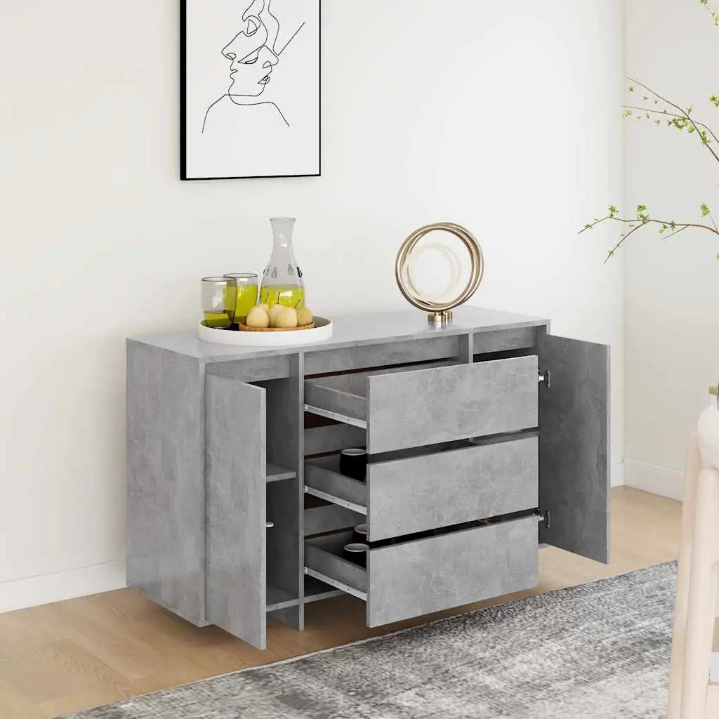Grey Sideboard Cabinet with 3 Drawers & 2 Doors