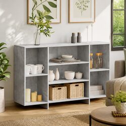 Modern Grey Sideboard with Ample Storage Shelves