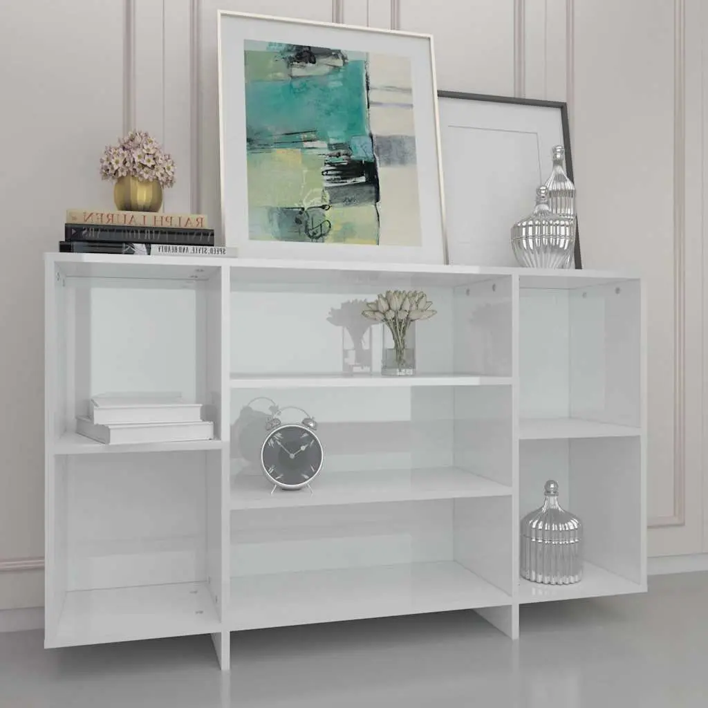 White High Gloss 4 Shelf Sideboard Storage