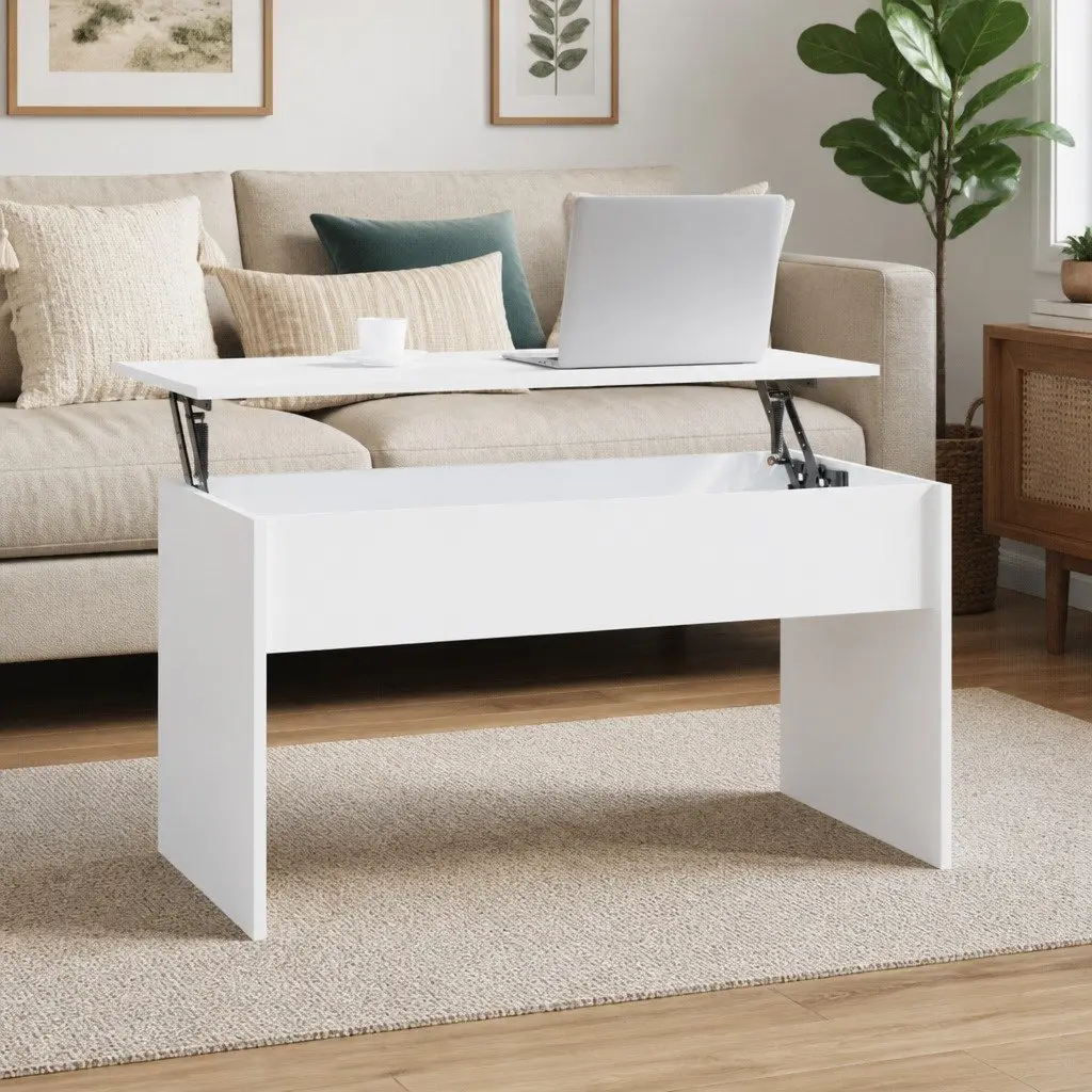 White Lift Top Coffee Table with Storage